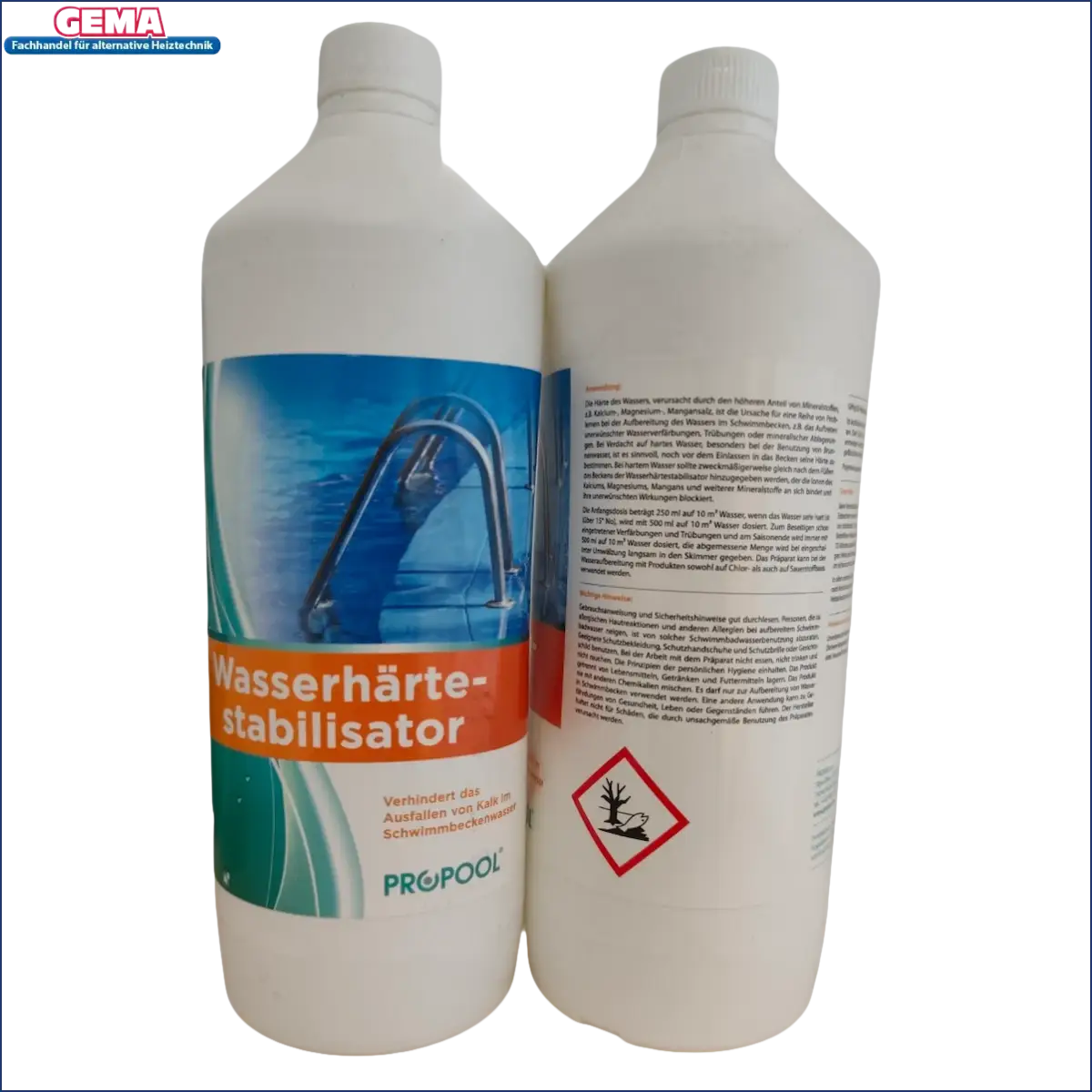 Zwei Flaschen Wasserhärtestabilisator für optimale Wasserqualität