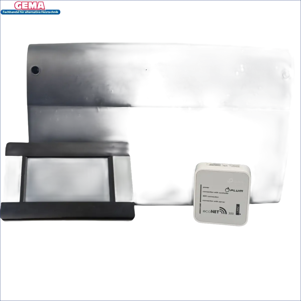 Schwarzes Steuerpult mit Display und weißem WLAN-Modul für Gema Control 920